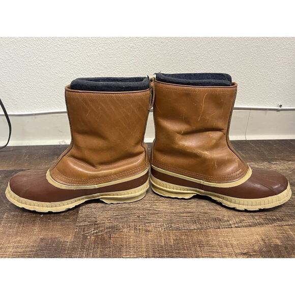 Vintage Sorel Pinto Leather/Rubber/Zipper/Wool Duck Boots Size 8 Rare main image 4